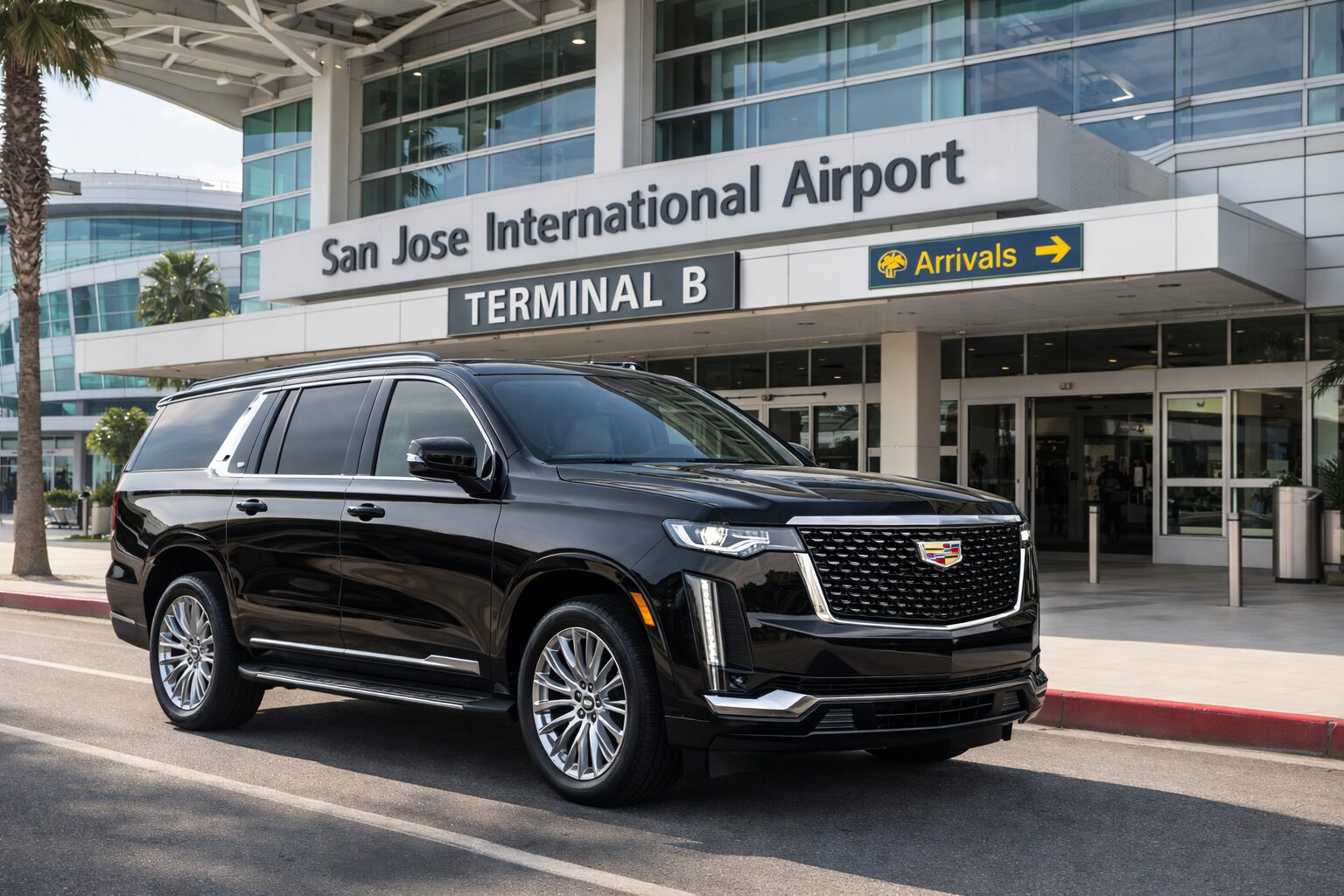 Luxury Cadillac Escalade providing private SJC Airport car service at San Jose International Airport
