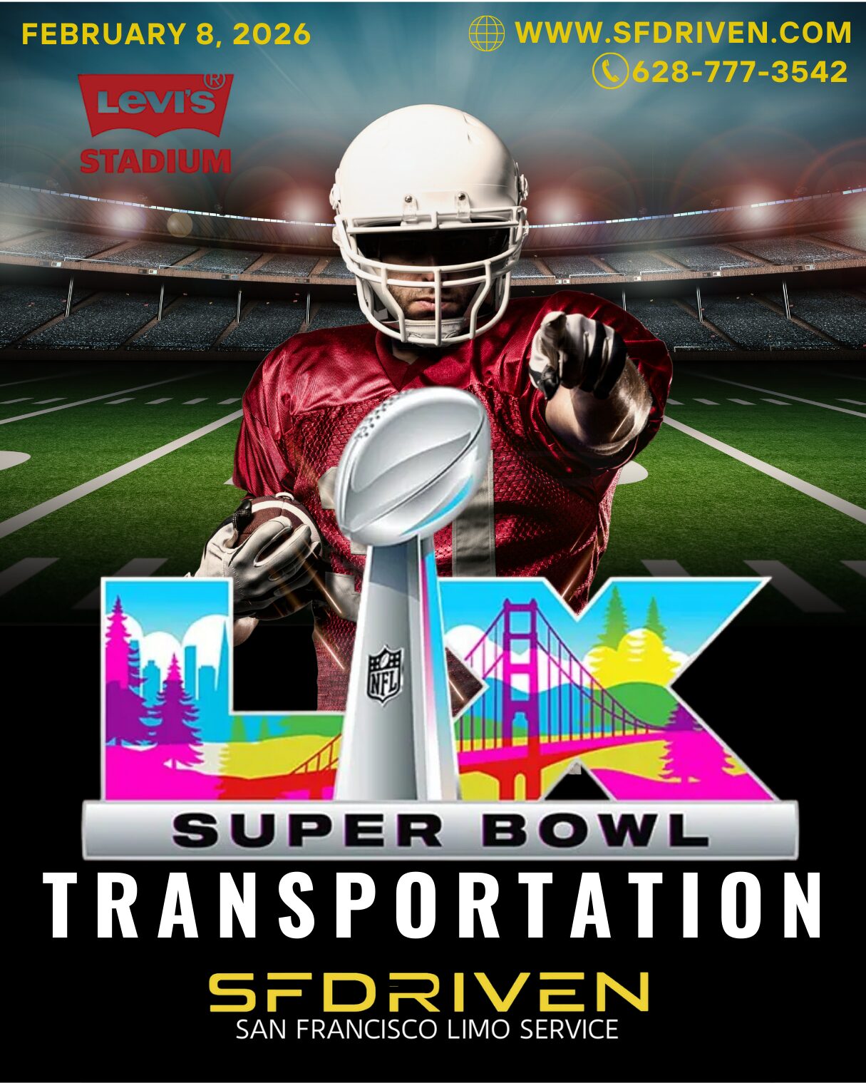 Levi’s Stadium event transportation with luxury black car service in Santa Clara