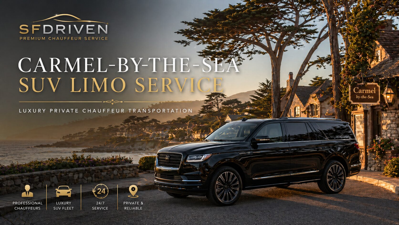 Premium Carmel-by-the-Sea SUV limo service with private chauffeur