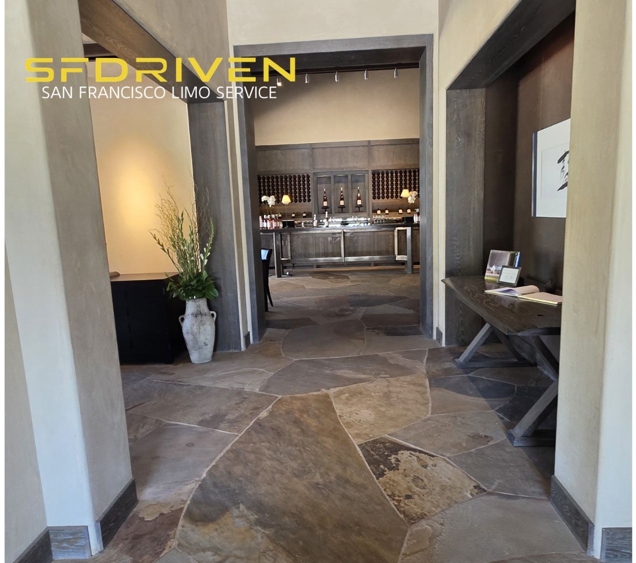 Kenzo Estate Winery Visit Private Chauffeur Guide Kenzo Estate winery visit tasting room entrance with SFDRIVEN private chauffeur guide
