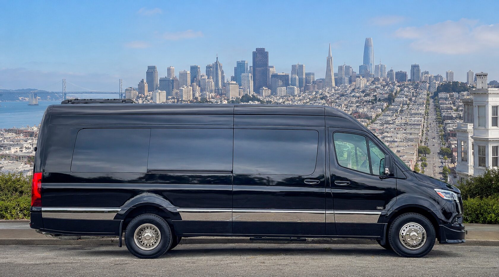 Luxury Van Service San Francisco with Sprinter van chauffeur for group transportation